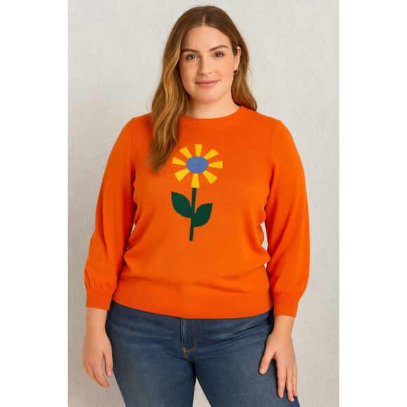 ModCloth Sunflower Sweater – Orange – Size M - Picture 3 of 5